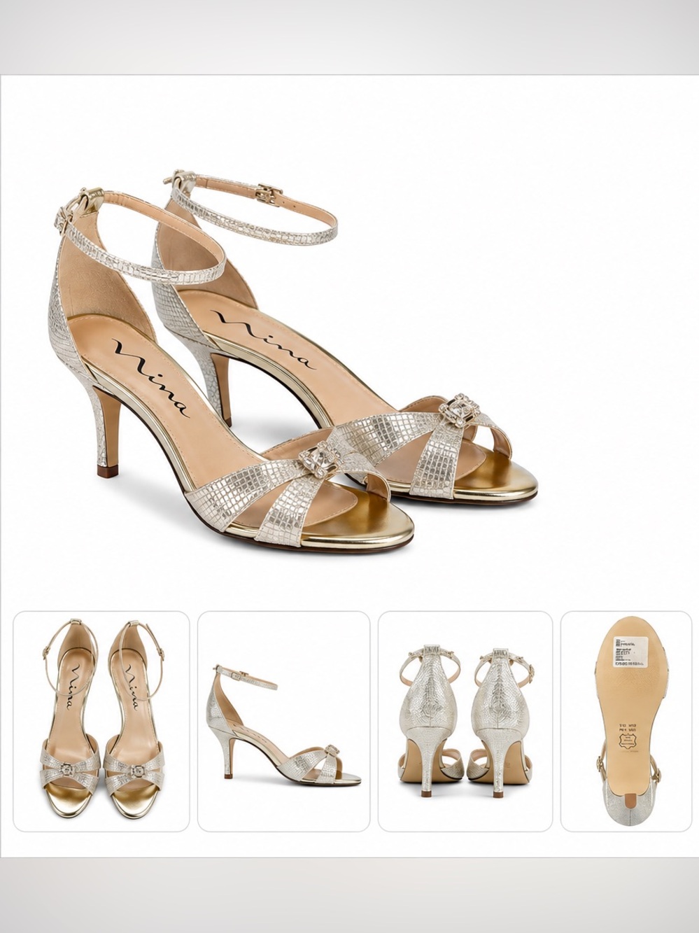 Nina Vinka Platino Crystal Heels 9.5M NWT $99.